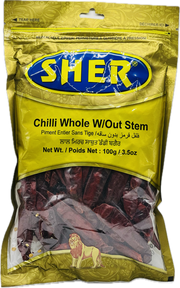 Chilli Whole W/O Stem (වියලි මිරිස්) - 100g